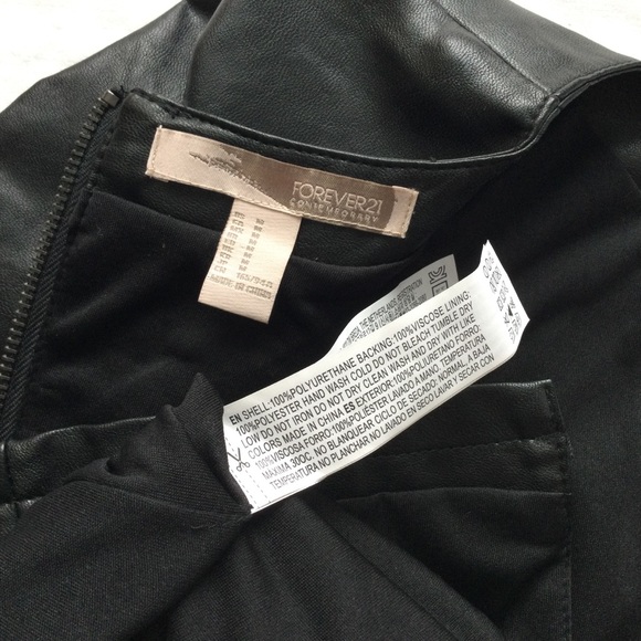 Forever 21 Vegan Leather Black Dress M - Picture 6 of 7